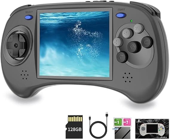 RG ARC-D Handheld Game Console 4.0" IPS Multi-Touch Screen Android 11 Linux OS RK3566 64bit 5G WiFi Bluetooth 4.2 Retro Video Player with 128GB Card 4541 Games Support Wired Handle (RG ARC-D-Black)