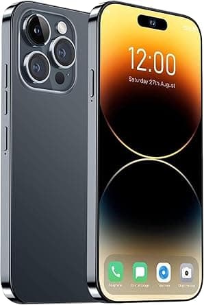 SANSHREUNI A14 Pro Max Unlocked Cell Phone, 6GB+256GB Android 13 Unlocked Phones, 6.82" FHD+ Display 120Hz 5G Smartphone, 6000mAh Battery 64MP Camera, Dual SIM Phone/GPS/OTG/Face ID (Black)